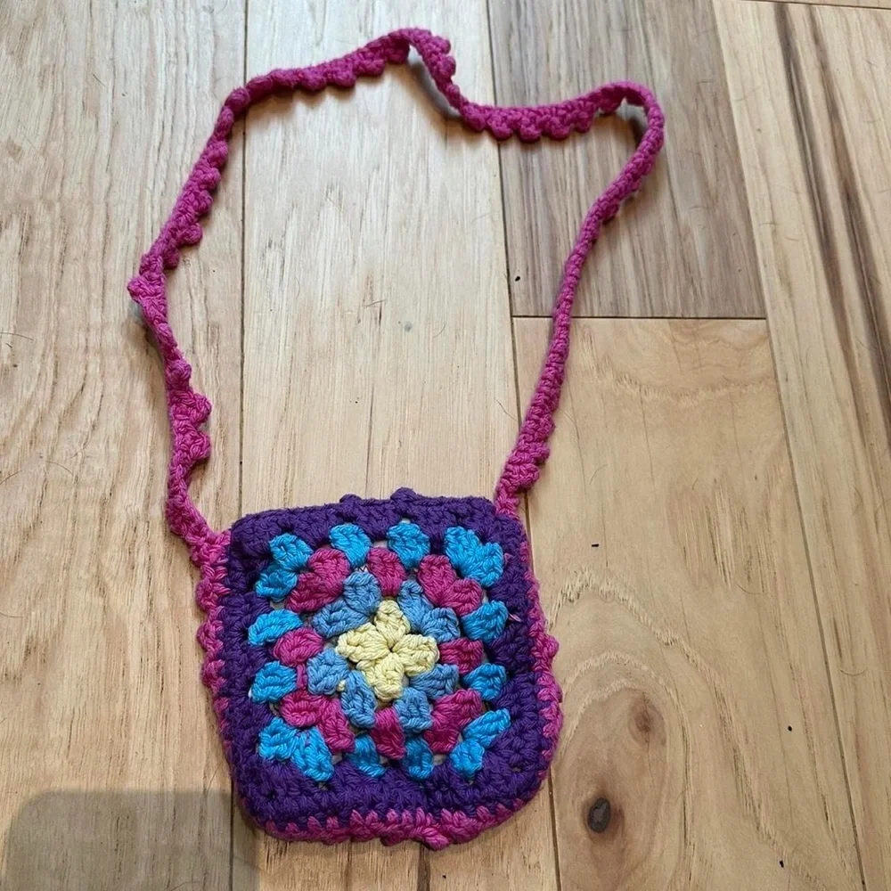 1 of 1 Colorful Crochet Crossbody Bag